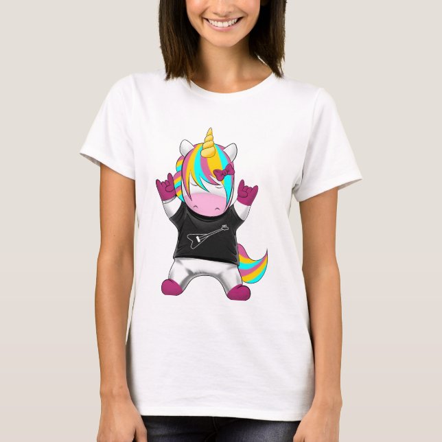 T-shirt Licorne Rockeuse Arc-en-ciel (Devant)