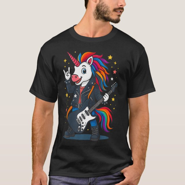 T-shirt Licorne Rockstar Rock'N Roll Groupe de Musique Fu (Devant)