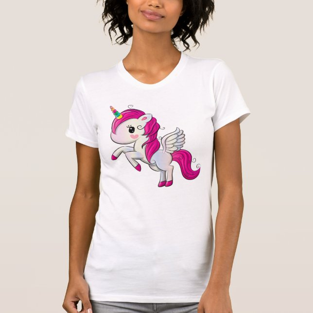 T-shirt Licorne Rose Magique Mignonne (Devant)