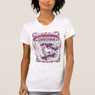 T-shirt Licorne Skateboarding Licorne Stylish Fond Blanc