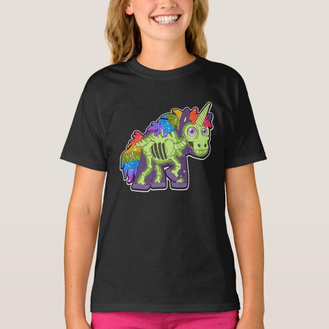 T-shirt Licorne squelettique Halloween (Devant)
