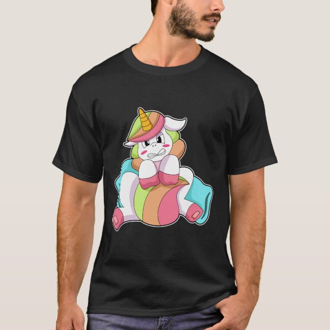 T-shirt Licorne Timide avec Oreiller (Devant)