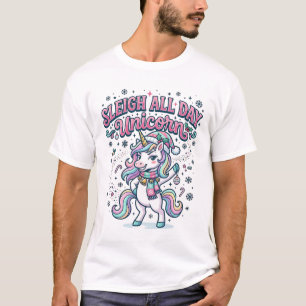 T-shirt Licorne traîneau toute la journée Licorne charmant