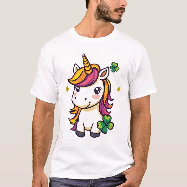 T-shirt Licorne Trèfle Chanceux (1) (Devant)