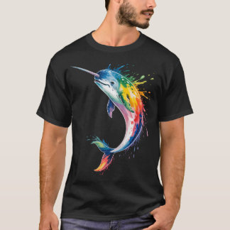 T-shirt Licornes de mer narval aquarelle