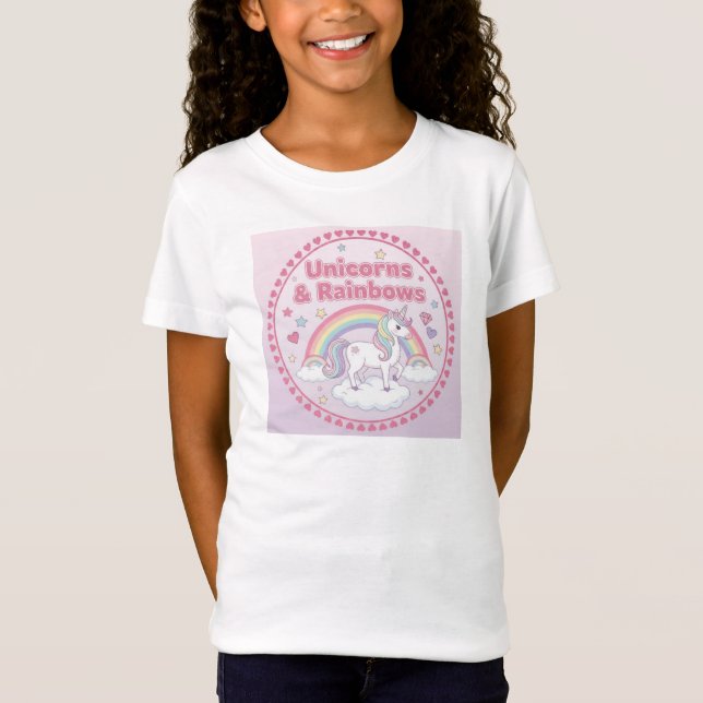 T-Shirt Licornes et arcs-en-ciel (Devant)