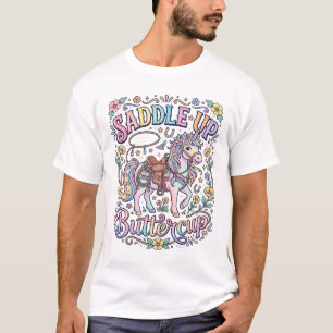 T-shirt Licou de licorne papillon arc-en-ciel fond blanc