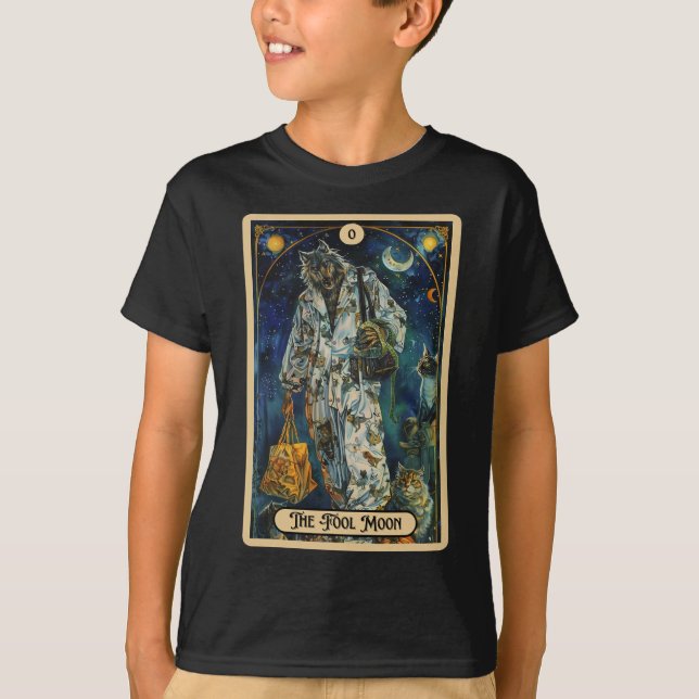T-shirt L'idiot de la lune Werewolf (l'idiot) Tarot d'Hall (Devant)