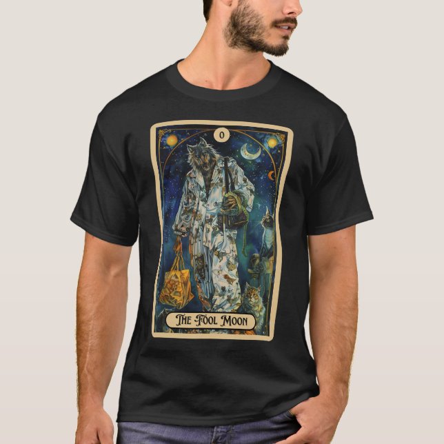 T-shirt L'idiot de la lune Werewolf (l'idiot) Tarot d'Hall (Devant)