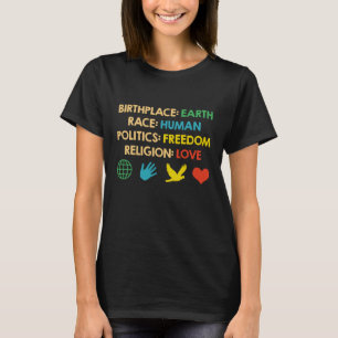 T-shirt Lieu de naissance Terre Race Politique humaine Lib