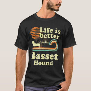 T-shirt Life Better Basset Hound Chien Vintage Maman Papa
