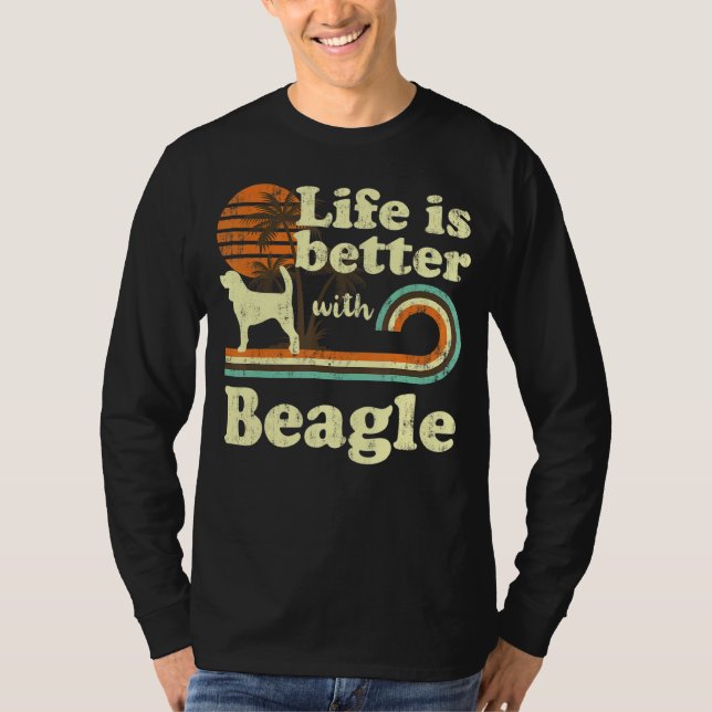 T-shirt Life Better Beagle Vintage Chien papa (Devant)