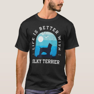 T-shirt Life Better Silver Terrier Vintage Blue Chien Mama