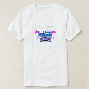 T-shirt Life Free Neon Retro Car   Aesthetic Palm