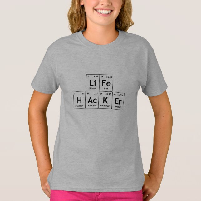 T-shirt LiFe HAcKEr éléments de chimie Word du tableau pér (Devant)