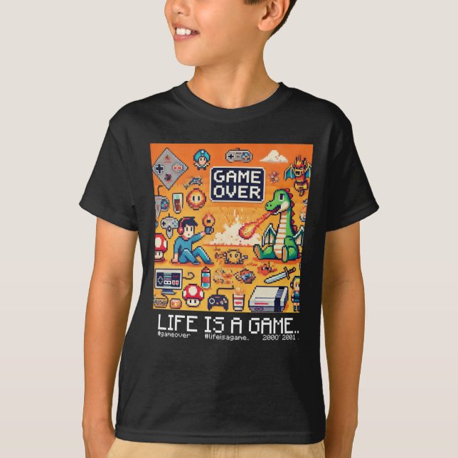 T-shirt Life Is A Game... : Game Over (gamin gamer gamer) (Devant)