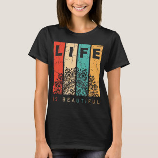 T-shirt Life Is Beautiful Mandala Colorful Positive Vibes