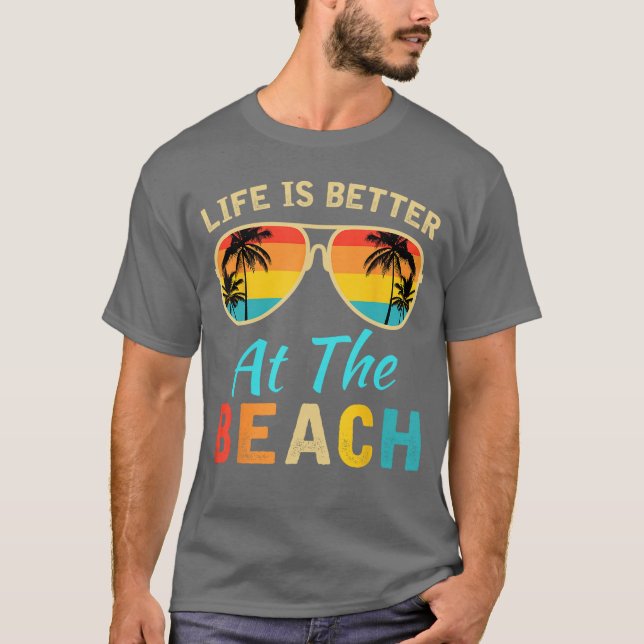 T-shirt Life Is Better at The Beach Retro Palm Trees Summe (Devant)