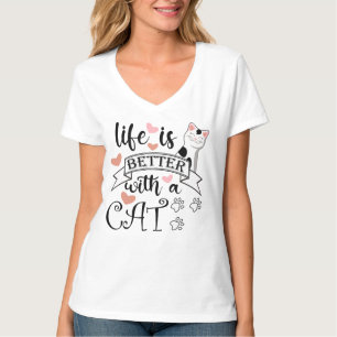 T-shirt Life is Better With a Cat quote slogan