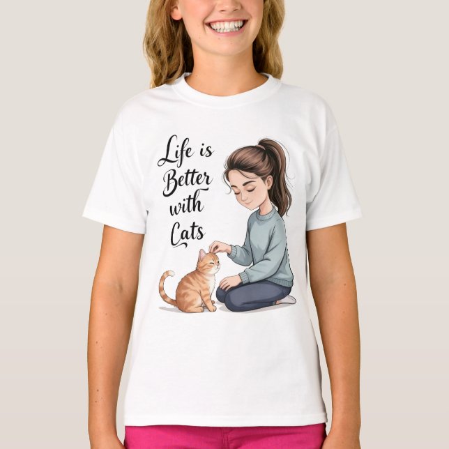 T-shirt Life Is Better With Cats (Devant)
