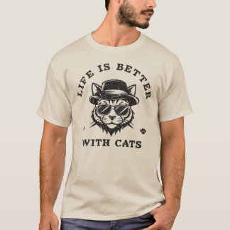 T-shirt Life Is Better With Cats Funny Minimalist