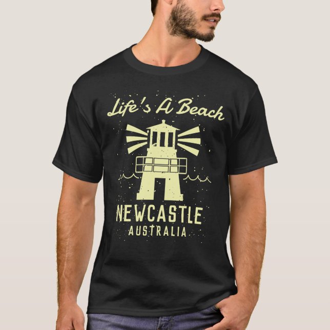 T-shirt Life's A Beach Newcastle Australia Yellow Tourist (Devant)