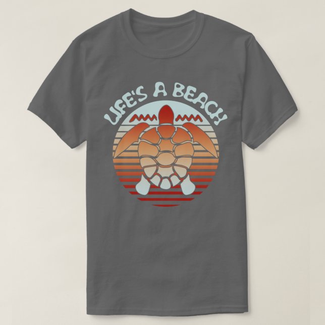 T-shirt Lifes A Beach Retro Sea Turtle (Design devant)