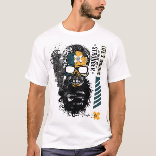 T-shirt Life's wounds_Tete de mort barbu hipster skull et 