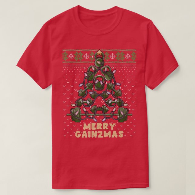 T-shirt Liftma Tree Kettlebell Gym Ugly Christmas Swea (Design devant)