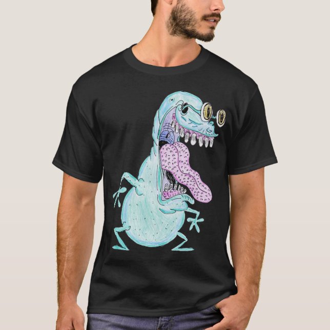 T-shirt light blue monster alien cartoon (Devant)