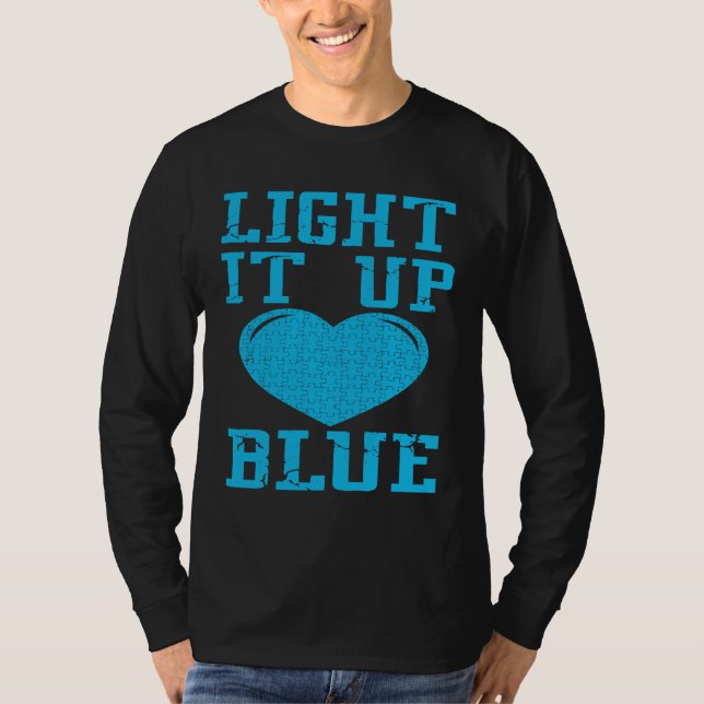 T-shirt Light It Up Blue  Puzzle Piece Autism Awareness (Devant)