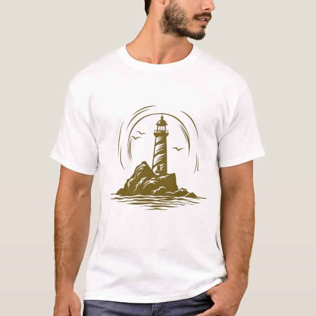 T-shirt Lighthouse Ocean World Travel Adventure Vector Art (Devant)