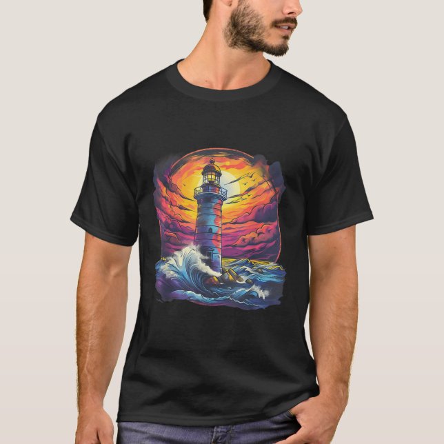 T-shirt Lighthouse Sailing Sea Beach Boating Seaside House (Devant)