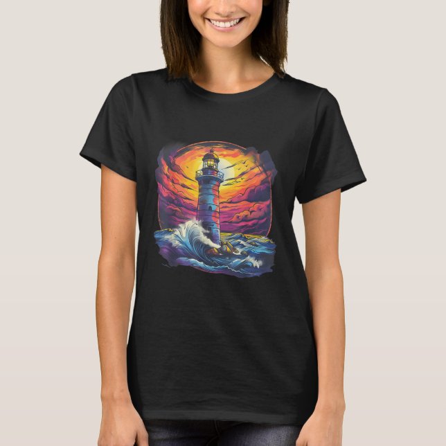 T-shirt Lighthouse Sailing Sea Beach Boating Seaside House (Devant)