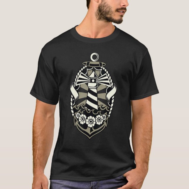 T-shirt Lighthouse Sailor Sea Anchor Ocean Side Lighthouse (Devant)
