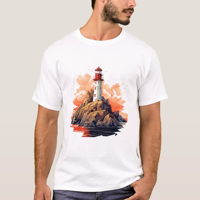 T-shirt Lighthouse Seacoast Beauté Nature Ocean Discovery (Devant)