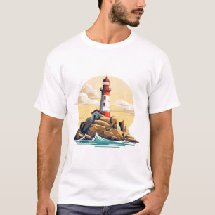 T-shirt Lighthouse Seacoast Beauté Nature Ocean Discovery