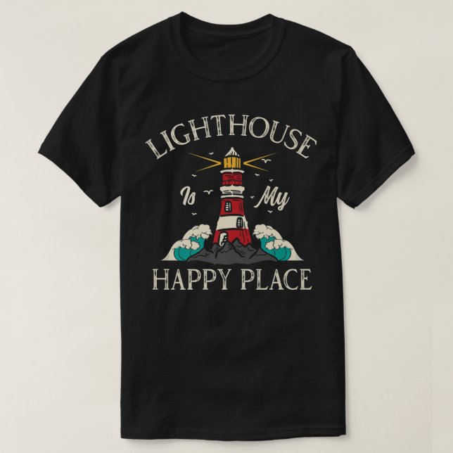 T-shirt Lighthouse Tower Beach Ocean Citations Lampe Light (Design devant)