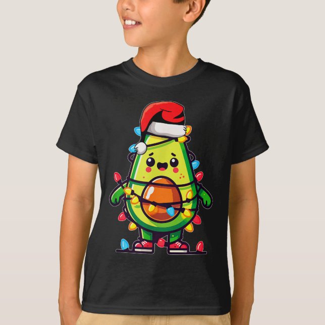 T-shirt Lighting Avocado Ugly Christmas Sweater Guacamole  (Devant)