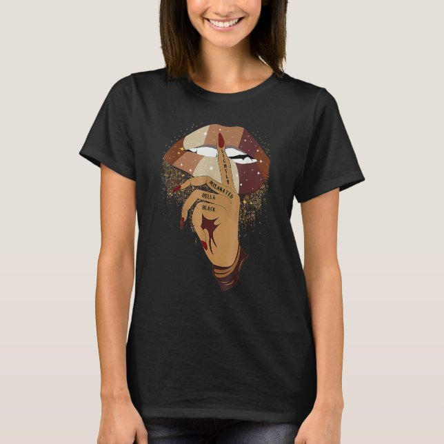 T-shirt Lightly Melanated Hella Black Afro Queen African A (Devant)
