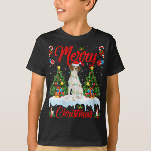 T-shirt Lights Xmas Tree Santa Brittany Spaniel Dog Christ