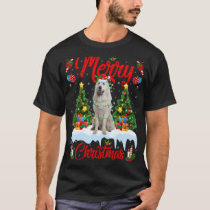 T-shirt Lights Xmas Tree Santa Great Pyrenees Dog Christma