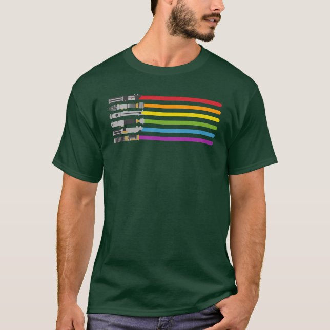 T-shirt Lightsaber Rainbow gift retro (Devant)