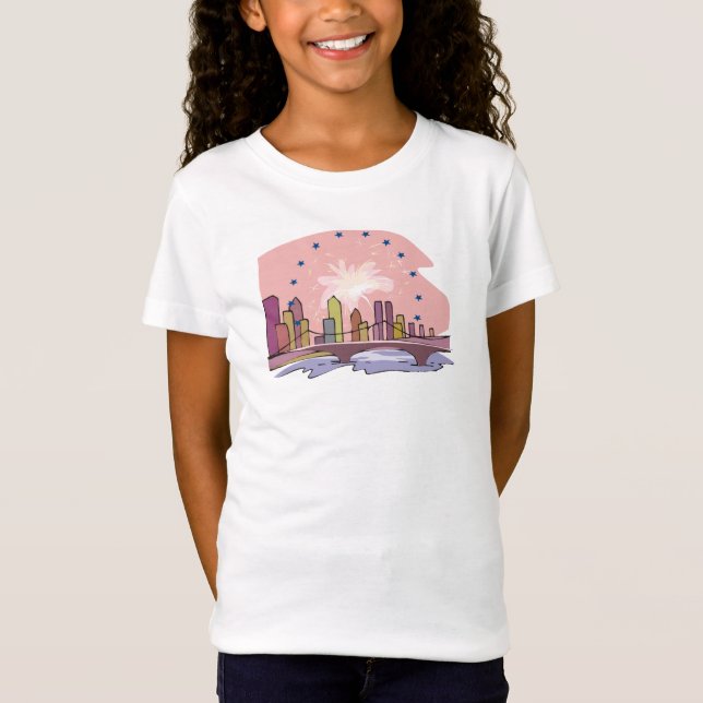 T-Shirt Ligne aérienne de la ville (Devant)