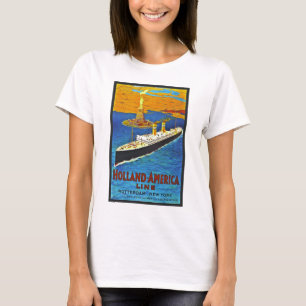 T-shirt Ligne affiche de la Hollande Amérique de Vintage