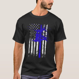 T-shirt Ligne American Flag Câble électrique pour Li patri