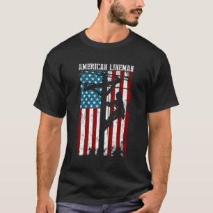 T-shirt Ligne American Flag Electric Cable Patriotic Line
