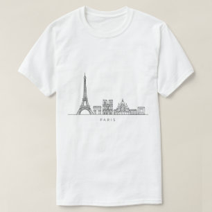 T-shirt Ligne artistique minimaliste de la skyline de Pari
