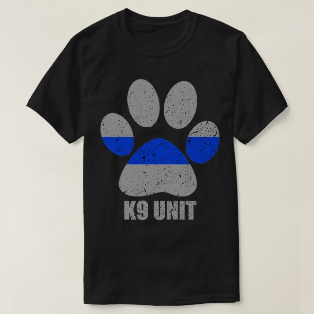 T-shirt Ligne Bleu mince K9 Unité Paw (Design devant)