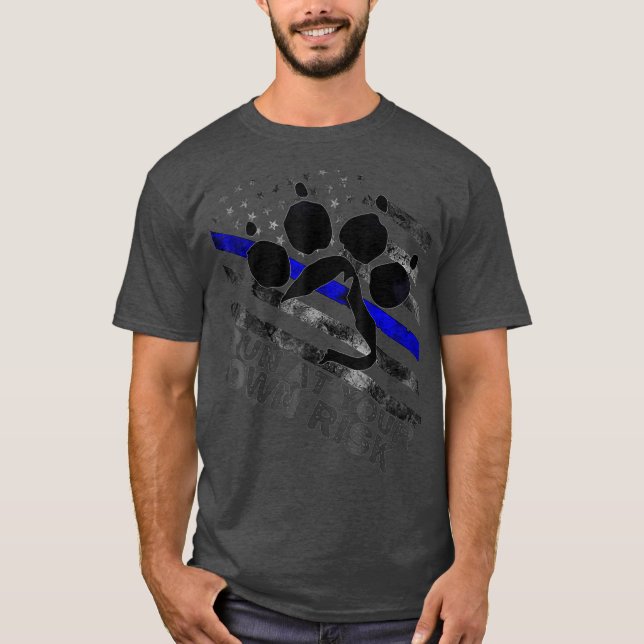 T-shirt Ligne Bleue Mince De Gestionnaire K9 Exécutez À Vo (Devant)